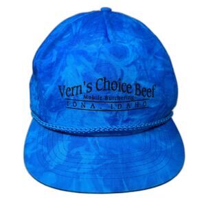 Vern's Choice Beef Slideback Baseball Cap Blue One Size Adjustable Rope San Sun